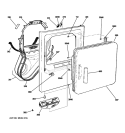 FRONT PANEL & DOOR Diagram and Parts List for DWSR483GG8WW  General Electric Dryer