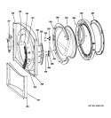 FRONT PANEL & DOOR Diagram and Parts List for WBVH5200J1WW  General Electric Washer