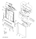 ESCUTCHEON & DOOR ASSEMBLY Diagram and Parts List for GLD4209L25BB  General Electric Dishwasher