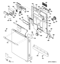 ESCUTCHEON & DOOR ASSEMBLY Diagram and Parts List for GDWT300R10WW  General Electric Dishwasher