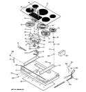 CONTROL PANEL & COOKTOP Diagram and Parts List for PP972BM2BB  General Electric Cooktop