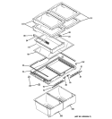 FRESH FOOD SHELVES Diagram and Parts List for GFSF2KEYABB  General Electric Refrigerator