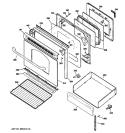 DOOR & DRAWER PARTS Diagram and Parts List for JGB290DEN4WW  General Electric Range