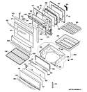 DOOR & DRAWER PARTS Diagram and Parts List for P2B918SEM4SS  General Electric Range