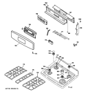 CONTROL PANEL & COOKTOP Diagram and Parts List for PGB900DEM5BB  General Electric Range