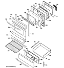 DOOR & DRAWER PARTS Diagram and Parts List for PGB908SEM4SS  General Electric Range