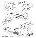 FRESH FOOD SHELVES Diagram and Parts List for PFSF6PKXBBB  General Electric Refrigerator