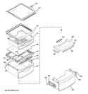 FRESH FOOD SHELVES Diagram and Parts List for GSE29KGYACWW  General Electric Refrigerator