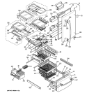 DOORS & SHELVES Diagram and Parts List for PDS20MFWCWW  General Electric Refrigerator