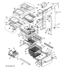 DOORS & SHELVES Diagram and Parts List for PDS22MFWCWW  General Electric Refrigerator