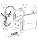 FRONT PANEL & DOOR Diagram and Parts List for DDC4500T1WH  General Electric Dryer