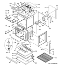 BODY WITH MICROWAVE SUPPORT Diagram and Parts List for JTP90WM2WW  General Electric Microwave Oven Combo