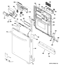 ESCUTCHEON & DOOR ASSEMBLY Diagram and Parts List for GDWT160R05SS  General Electric Dishwasher