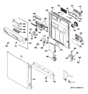 ESCUTCHEON & DOOR ASSEMBLY Diagram and Parts List for GHDF300R10WW  General Electric Dishwasher