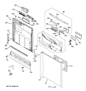 ESCUTCHEON & DOOR ASSEMBLY Diagram and Parts List for GLD6964R10SS  General Electric Dishwasher