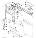 ESCUTCHEON & DOOR ASSEMBLY Diagram and Parts List for GLD6966R10SS  General Electric Dishwasher