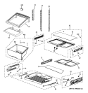 FRESH FOOD SHELVES Diagram and Parts List for GFSF6KKYCBB  General Electric Refrigerator