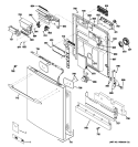 ESCUTCHEON & DOOR ASSEMBLY Diagram and Parts List for PDWT400R10BB  General Electric Dishwasher