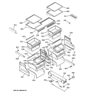 SHELVES & DRAWERS Diagram and Parts List for ZICP360NXARH  General Electric Refrigerator