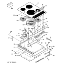 CONTROL PANEL & COOKTOP Diagram and Parts List for PP942TM3WW  General Electric Cooktop