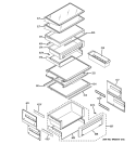 FRESH FOOD SHELVES Diagram and Parts List for ZISB360DXB  General Electric Refrigerator