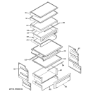 FRESH FOOD SHELVES Diagram and Parts List for ZSEB420DYB  General Electric Refrigerator