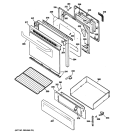 DOOR & DRAWER PARTS Diagram and Parts List for JGBP25SER1SS  General Electric Range