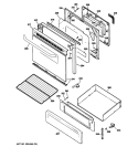 DOOR & DRAWER PARTS Diagram and Parts List for JGBP25SEN7SS  General Electric Range