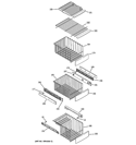 FREEZER SHELVES Diagram and Parts List for PHE25MGTAFWW  General Electric Refrigerator