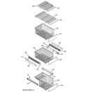 FREEZER SHELVES Diagram and Parts List for PSK27NHSBCCC  General Electric Refrigerator