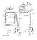 ESCUTCHEON & DOOR ASSEMBLY Diagram and Parts List for GHDA696P03SS  General Electric Dishwasher