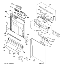 ESCUTCHEON & DOOR ASSEMBLY Diagram and Parts List for GLC4400R10WW  General Electric Dishwasher