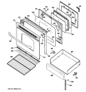 DOOR & DRAWER PARTS Diagram and Parts List for JGB281DER2BB  General Electric Range