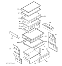 FRESH FOOD SHELVES Diagram and Parts List for ZISP480DXASS  General Electric Refrigerator