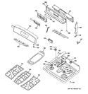 CONTROL PANEL & COOKTOP Diagram and Parts List for JGB908SEL1SS  General Electric Range