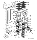 SHELVES & DRAWERS Diagram and Parts List for ZIFP360NXARH  General Electric Freezer