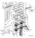SHELVES & DRAWERS Diagram and Parts List for ZIRS360NXARH  General Electric Refrigerator