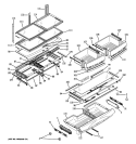 FRESH FOOD SHELVES Diagram and Parts List for PFCE1NJZADSS  General Electric Refrigerator