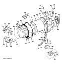 TUB & MOTOR Diagram and Parts List for WBVH5300K3WW  General Electric Washer