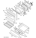 DOOR & DRAWER PARTS Diagram and Parts List for PGB908SEM1SS  General Electric Range