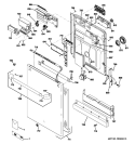 ESCUTCHEON & DOOR ASSEMBLY Diagram and Parts List for CDWT980R30SS  General Electric Dishwasher