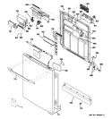ESCUTCHEON & DOOR ASSEMBLY Diagram and Parts List for PDWT100R30BB  General Electric Dishwasher