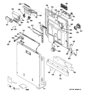 ESCUTCHEON & DOOR ASSEMBLY Diagram and Parts List for PDWT502R30II  General Electric Dishwasher