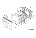 DOOR Diagram and Parts List for JKP30SM2SS  General Electric Wall Oven