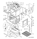 BODY WITH MICROWAVE SUPPORT Diagram and Parts List for PT970DR1BB  General Electric Microwave Oven Combo