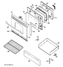 DOOR & DRAWER PARTS Diagram and Parts List for JGB300DEP4BB  General Electric Range