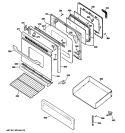 DOOR & DRAWER PARTS Diagram and Parts List for RGB790DET1BB  Hotpoint Range