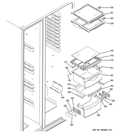 FRESH FOOD SHELVES Diagram and Parts List for PCG23YESAFBB  General Electric Refrigerator