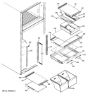 FRESH FOOD SHELVES Diagram and Parts List for DTH18ZBXDRWW  General Electric Refrigerator