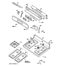 CONTROL PANEL & COOKTOP Diagram and Parts List for JGB250DET1WW  General Electric Range
